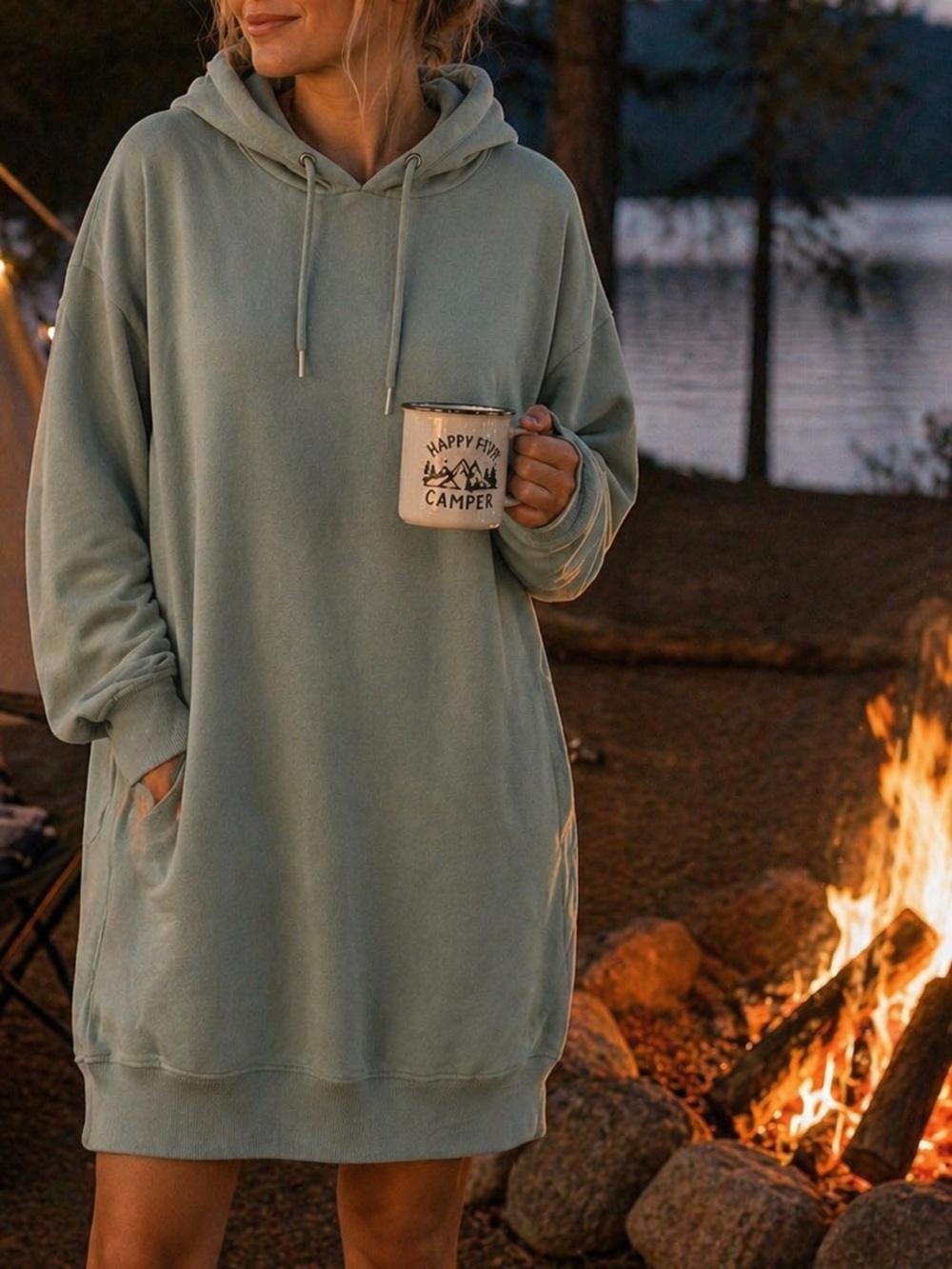 George Oversized Hoodie Dress Size Large Cozy Loungewear Sweatshirt